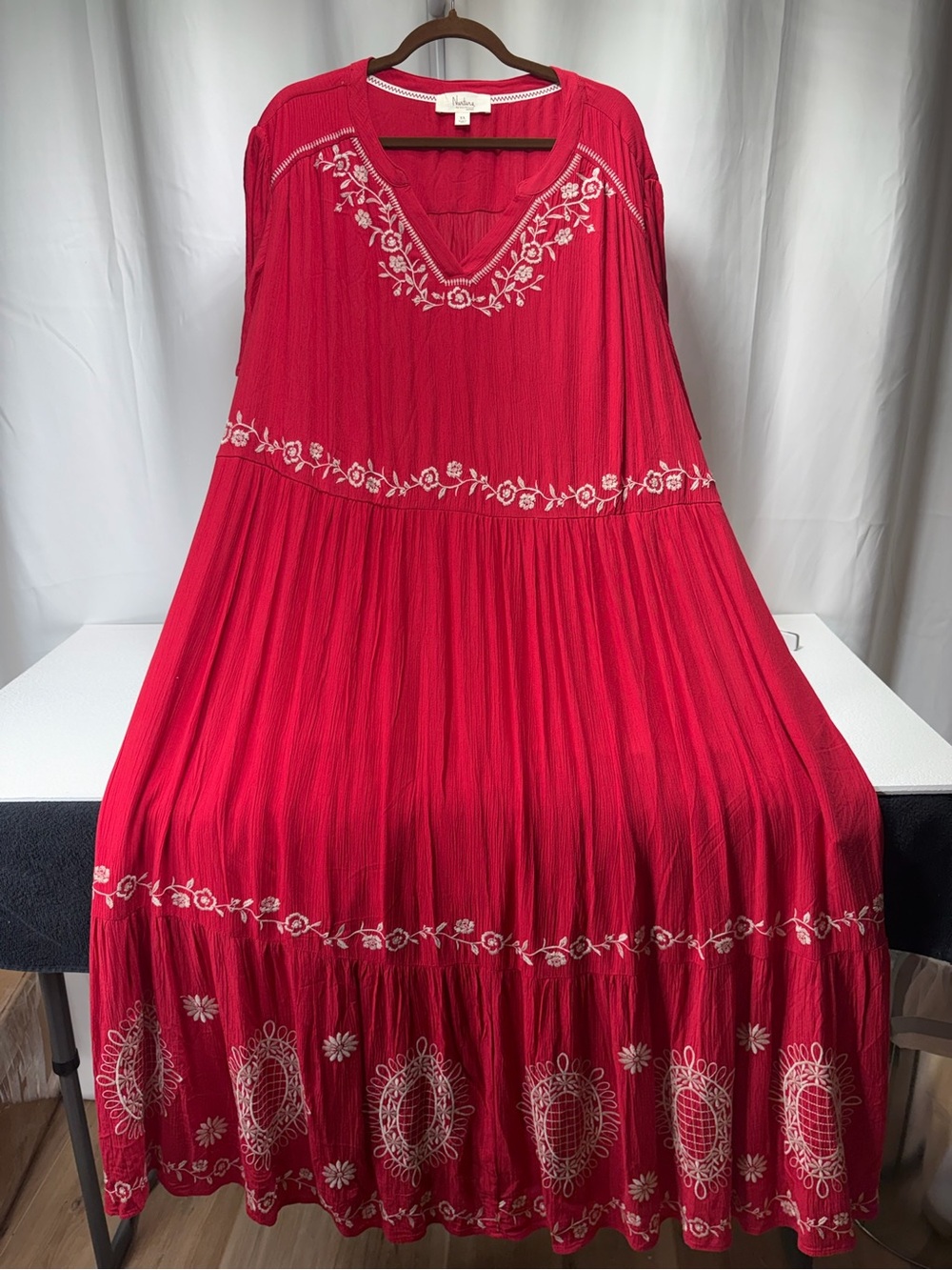 Embroidered Red Maxi Dress with V-Neck byWestbound 4483